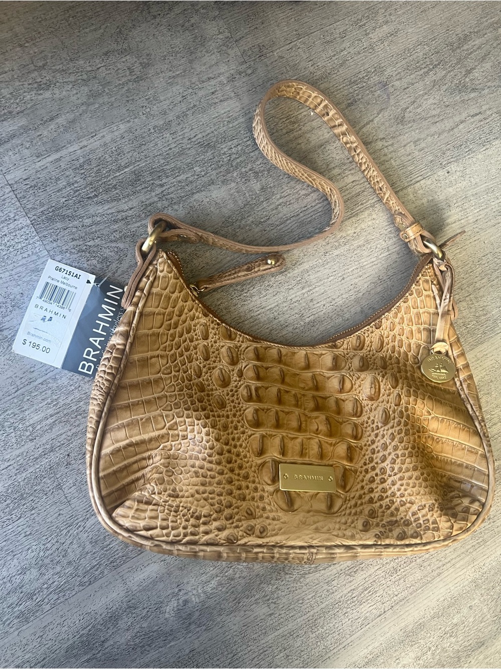 Brahmin Tan Croc-Embossed Leather 2 Shoulder Bags BUNDLE